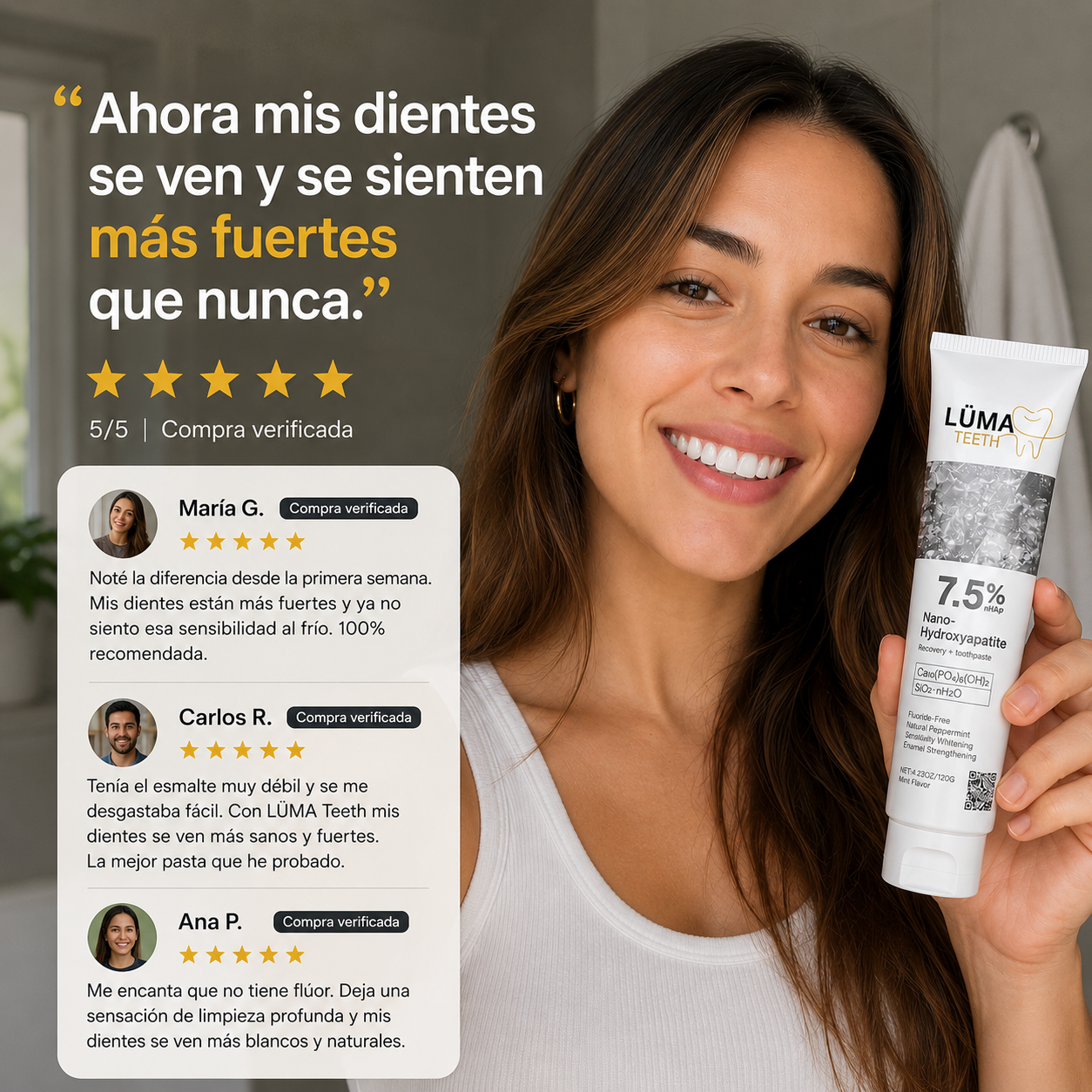 LÜMA Teeth™ Pasta Dental de Nano-Hidroxiapatita