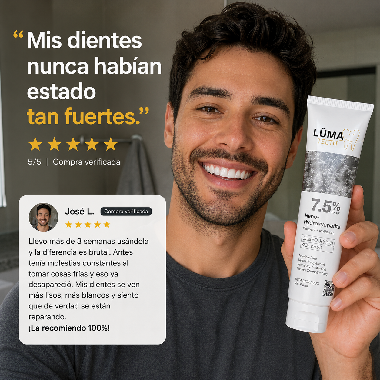 LÜMA Teeth™ Pasta Dental de Nano-Hidroxiapatita