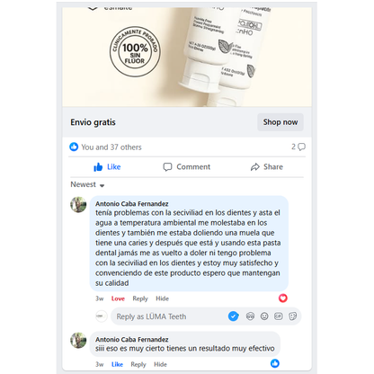 LÜMA Teeth™ Pasta Dental de Nano-Hidroxiapatita